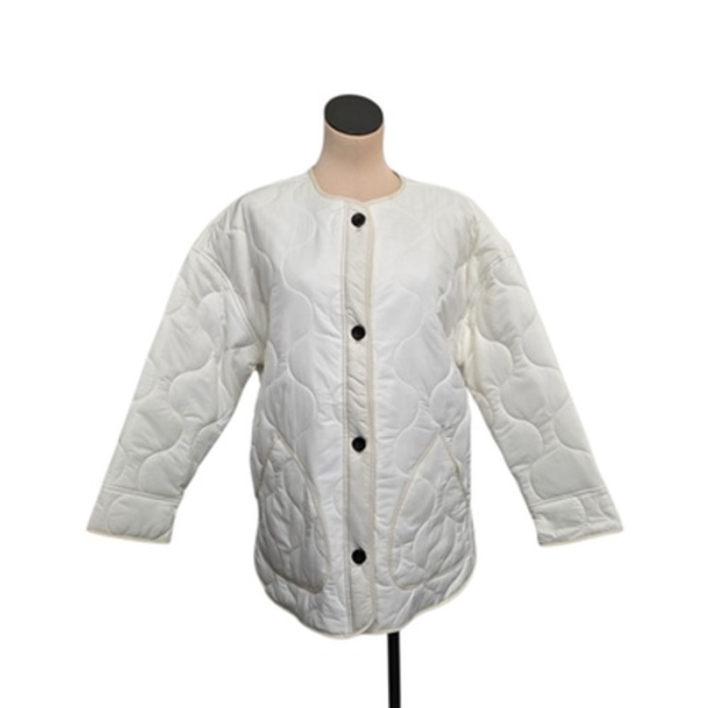 Abercrombie & Fitch Jacket Womensโ Medium White Quilted Snap Button Puffer Nylon
